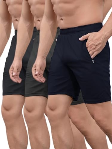 Men's 3-Pack Mesh Gym Shorts with Zipper Pocket